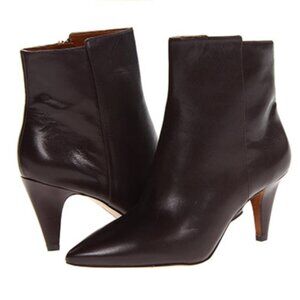 Nine West Junia Chocolate Brown Leather Ankle Boots SZ 9.5